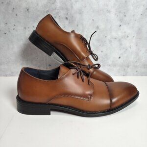 Joseph Abboud Matteo Tan Leather Oxford Dress Shoes Mens 8.5 Memory Foam